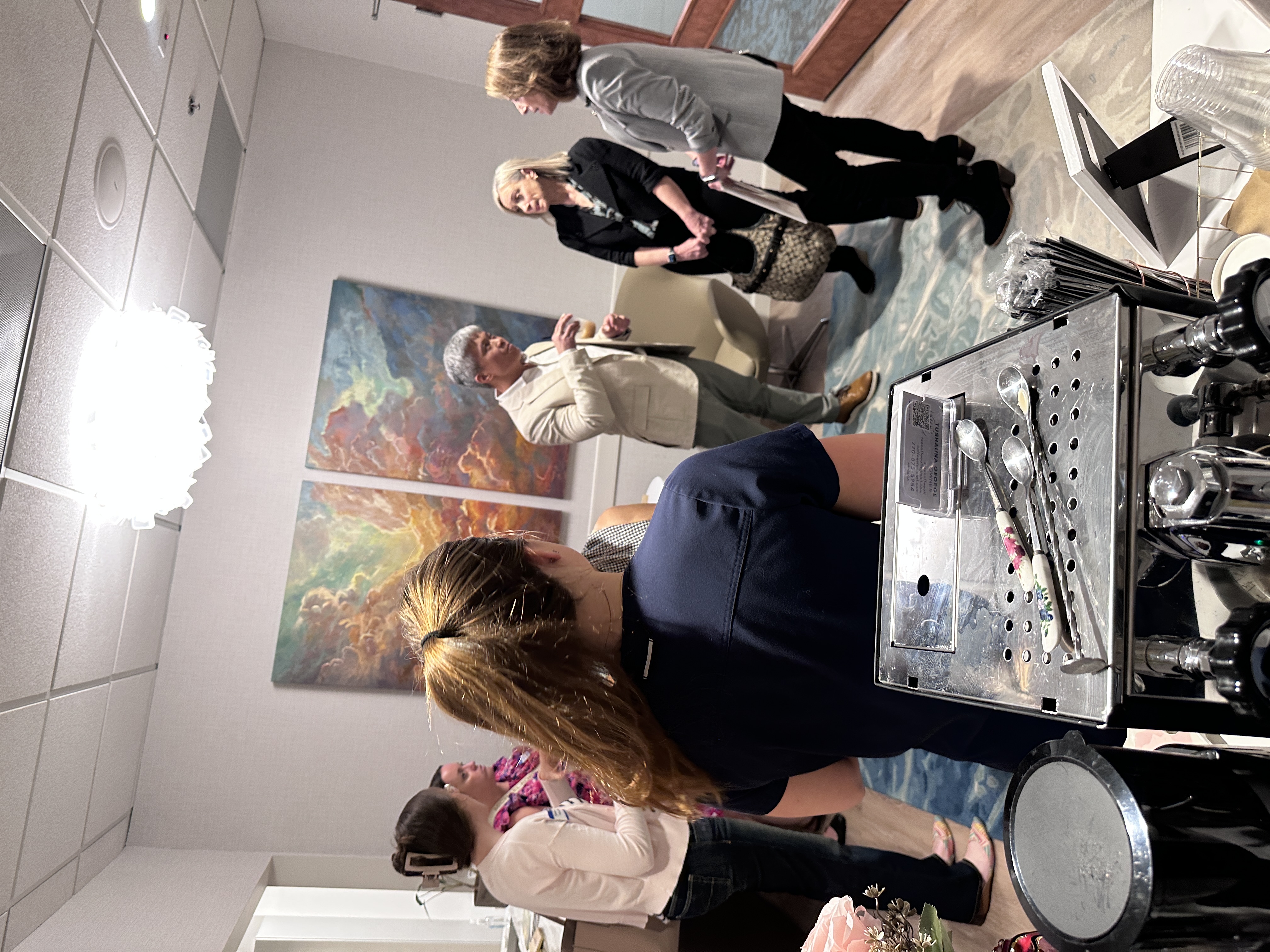 Corporate networking event with Tee Coffee Studio espresso bar service in Atlanta office
