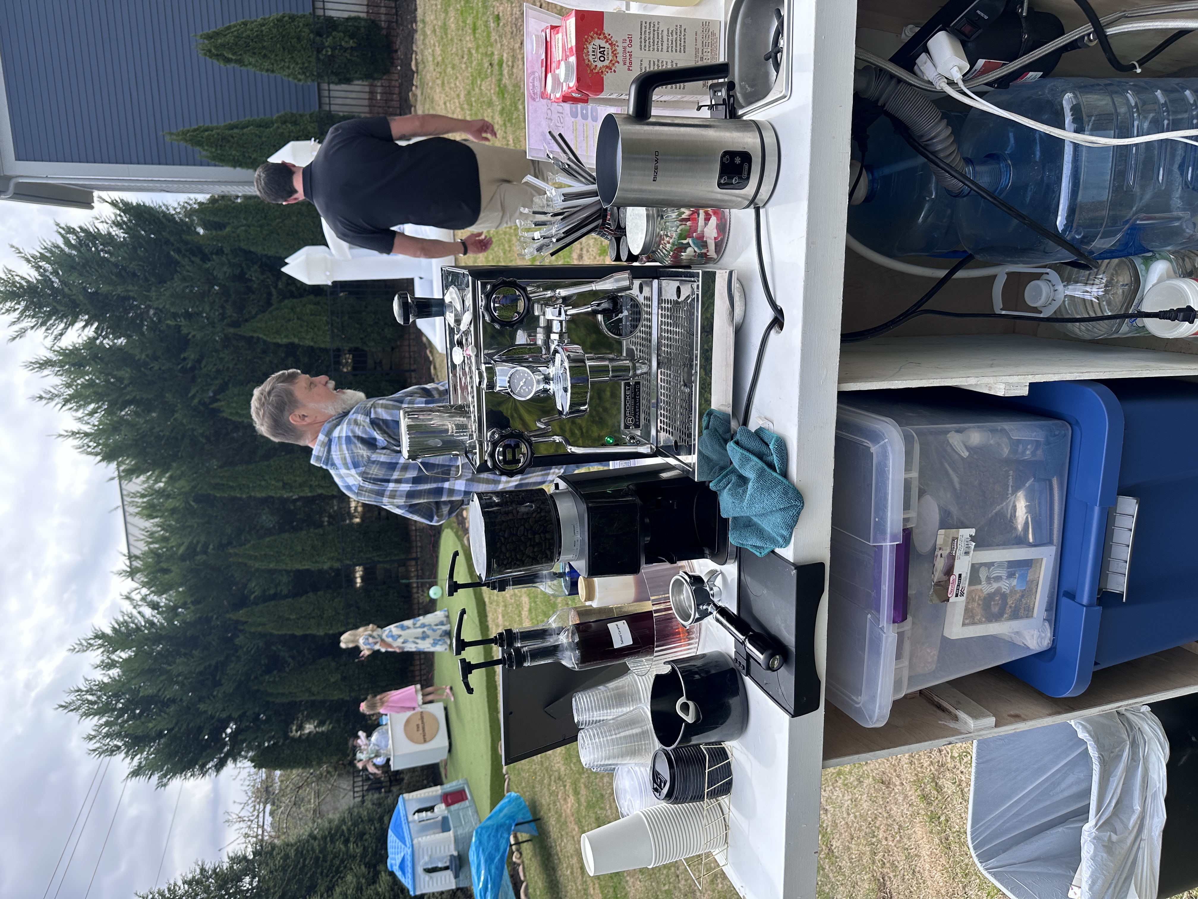 Tee Coffee Studio mobile espresso bar setup at outdoor Atlanta private celebration