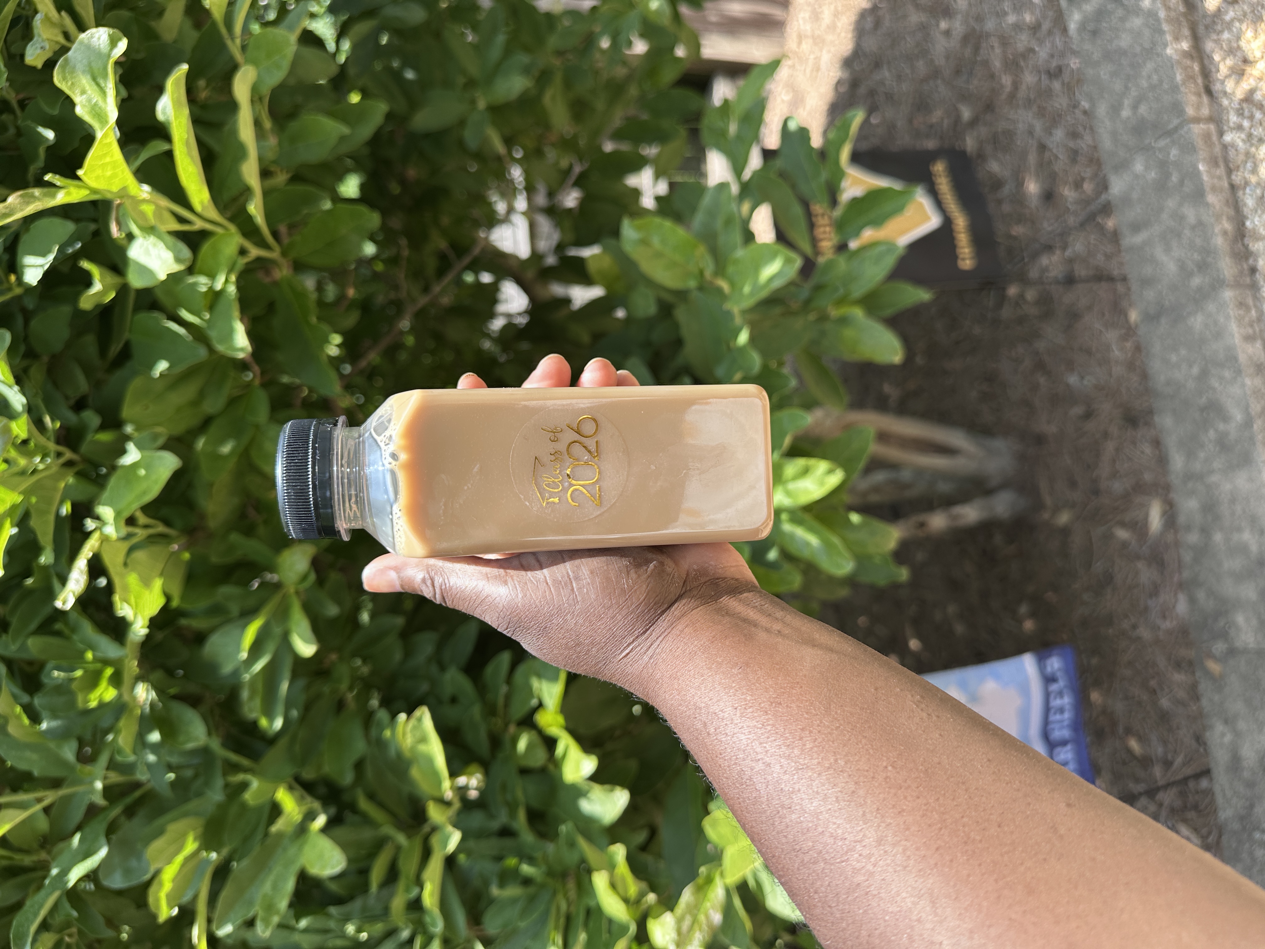 Class of 2026 custom branded bottled latte from Tee Coffee Studio held at Atlanta graduation party