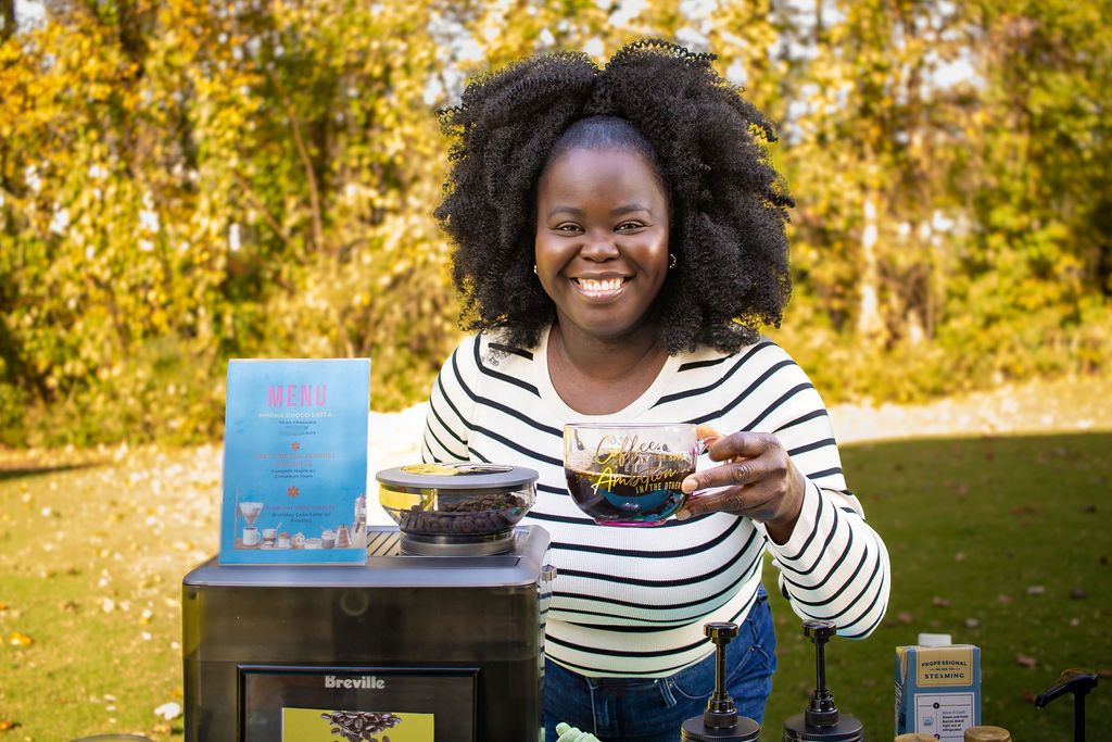 Tushauna Tee George, founder and coffee director of Tee Coffee Studio, Atlanta's boutique mobile espresso bar